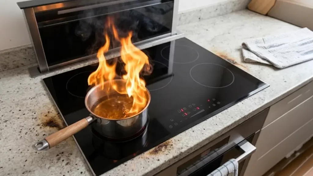 incendie domestique dans la cuisine